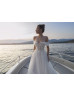 Off Shoulder Beaded Ivory Lace Tulle Romantic Floral Wedding Dress